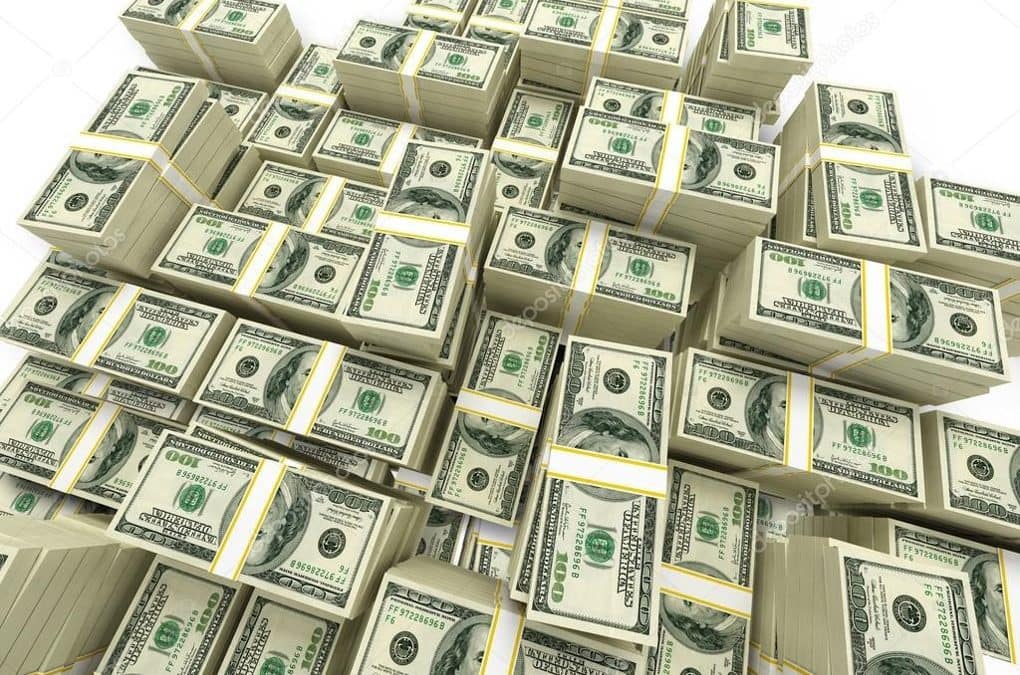 stacks of dollar bills