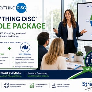 Everything DiSC® Certification Bundle including official certification training and one year of Certified Practitioner Experience (CPE) for ongoing facilitator development.