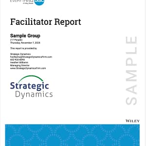 Everything DiSC® Facilitator Report providing trainers with participant insights and facilitation guidance.