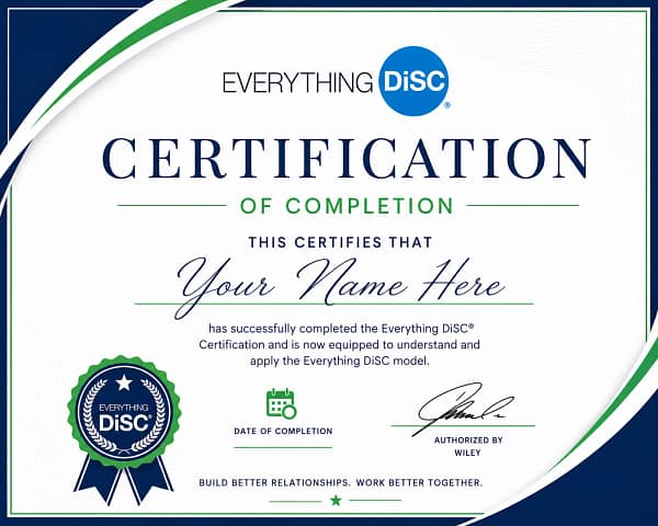 Everything DiSC® Certification training led by a certified facilitator, helping professionals become Everything DiSC practitioners through live instruction and practical application.