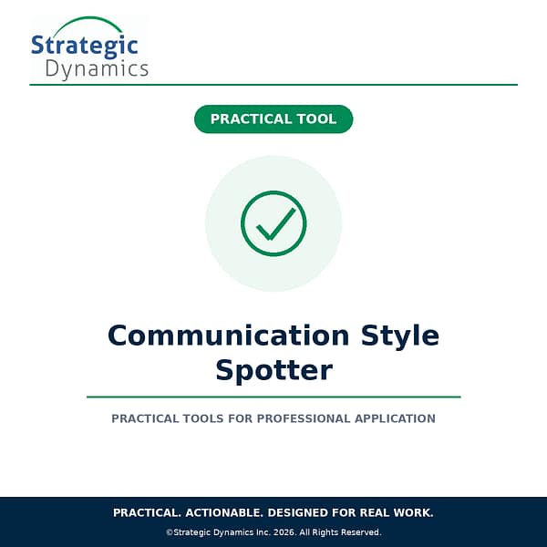 Strategic Dynamics Communication Style Spotter for recognizing communication cues and adapting effectively