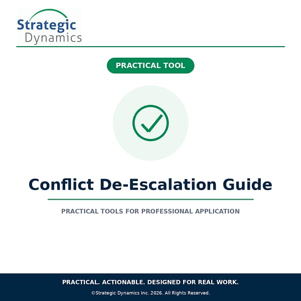 Strategic Dynamics Conflict De-Escalation Guide for reducing tension and resolving conflict