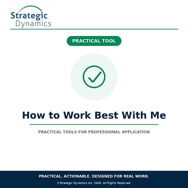 Strategic Dynamics How to Work Best With Me tool for communication preferences and collaboration