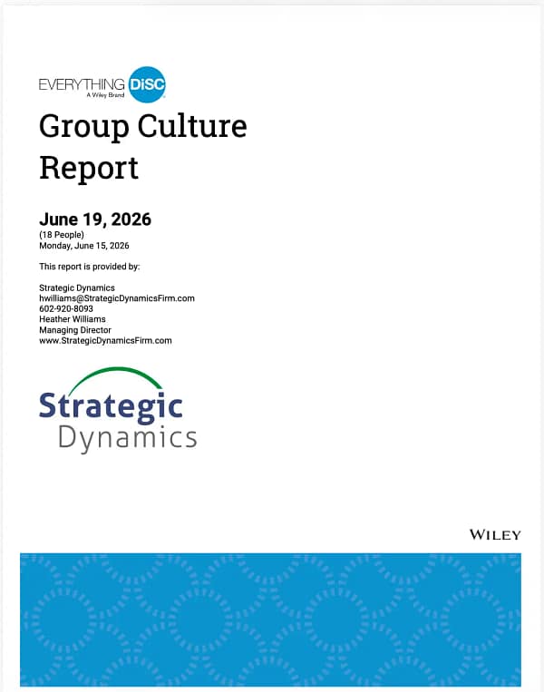 Everything DiSC® Group Culture Report identifying team behavioral patterns and workplace culture insights.