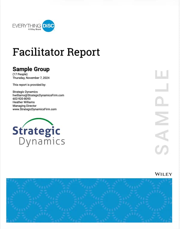 Everything DiSC® Facilitator Report providing trainers with participant insights and facilitation guidance.