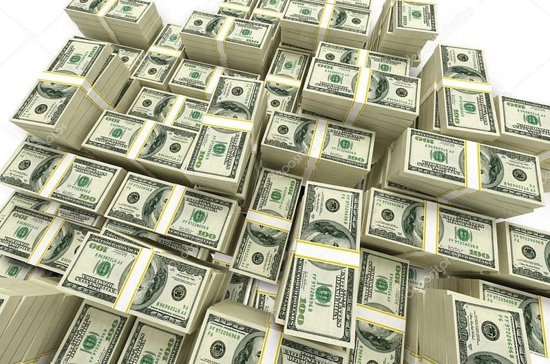 stacks of dollar bills