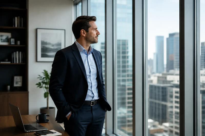 A professional in quiet reflection at their workplace, representing the DiSC behavioral patterns behind workaholics, quiet quitters, and clock-watchers — topics explored in Strategic Dynamics leadership development.