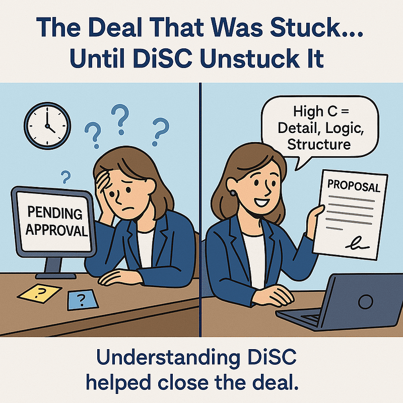 Discover how understanding DiSC® helped a sales rep close a stuck deal by adapting to a High C buyer’s detail-driven decision-making style.